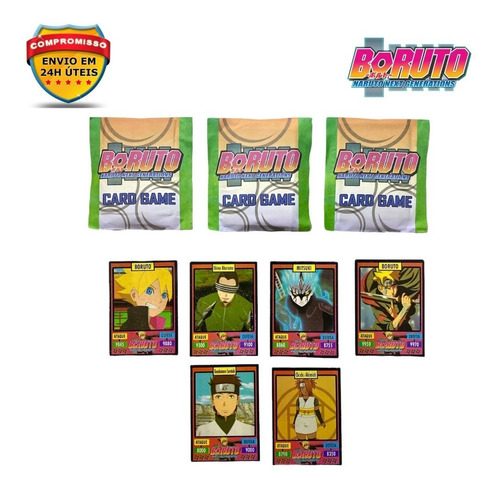 Kit 1000 Cartinhas Boruto = 250 Pacotinhos Cards Pequenos